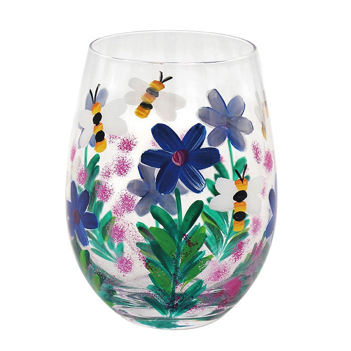 Hand Painted Bee Stemless Glass