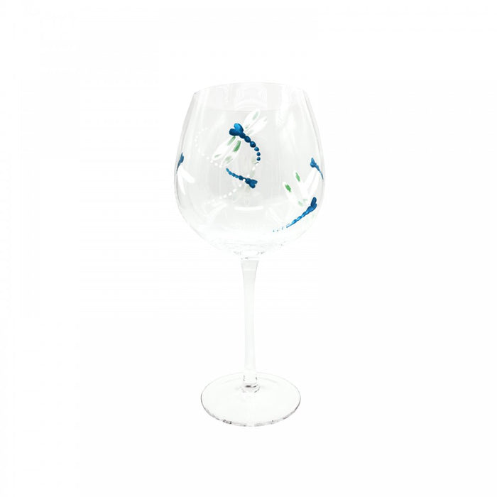 Hand Painted Dragonfly Gin Glass
