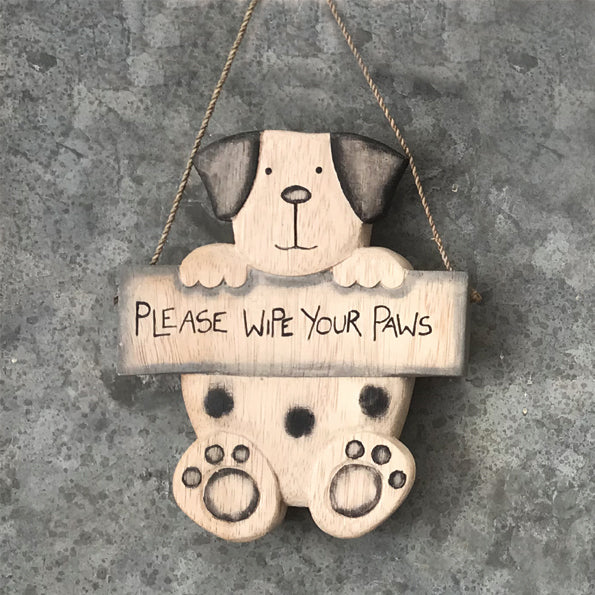 East of India Hanging Dog - Please Wipe Your Paws