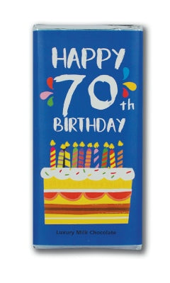 70th Birthday Chocolate Bar - Maple Stores