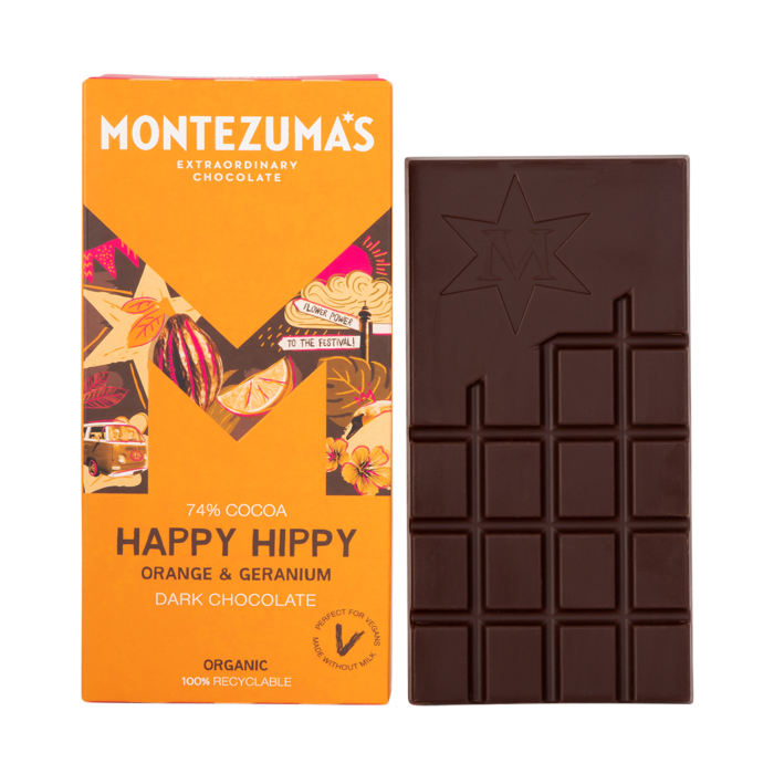 Montezuma Orange & Geranium Dark Chocolate Bars