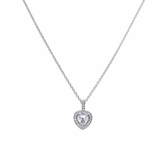 Diamonfire Heart Shaped Pave Set Zirconia Necklace