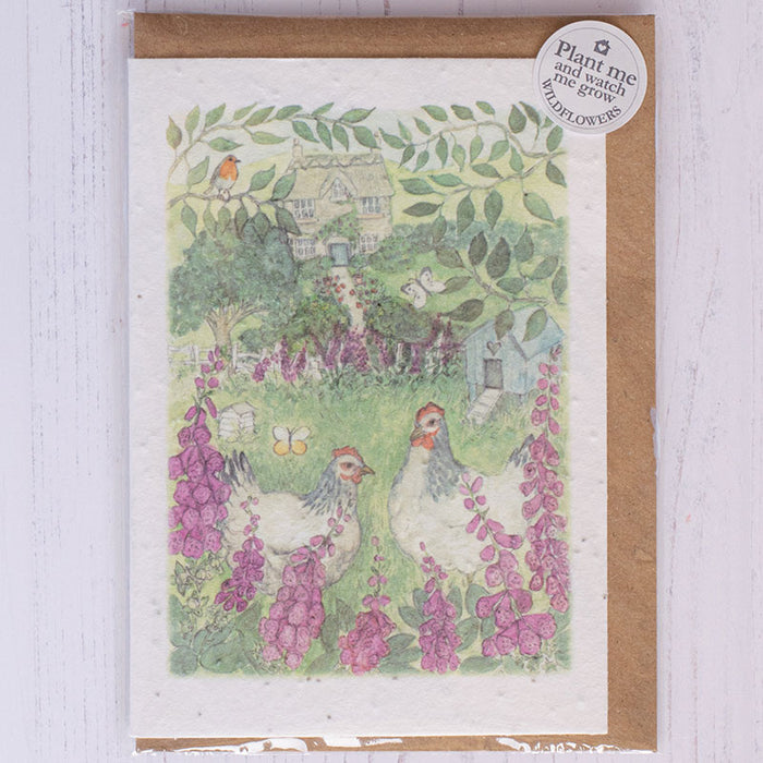 Mosney Mill Hen & Foxgloves Plantable Seed Card