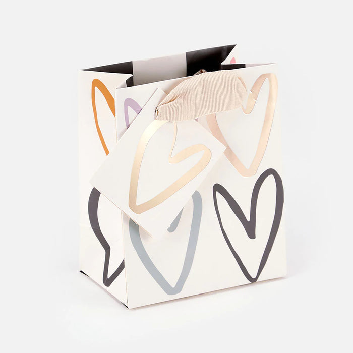 Caroline Gardner Outline Hearts Small Gift Bag