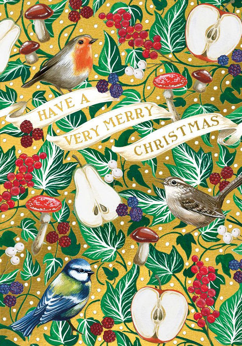 Art File Merry Christmas Birds & Pears Christmas Card