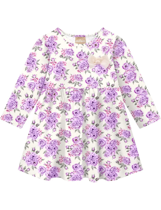 Milon Girls' Lilac Floral Dress