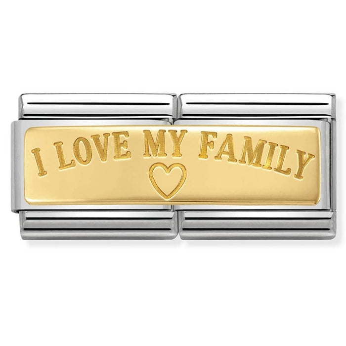 Nomination Classic Gold Double Engraved I Love My Family Charm