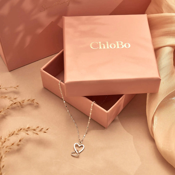 Chlobo Interlocking Love Heart Necklace Silver