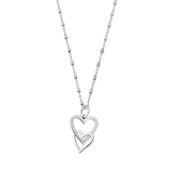 Chlobo Interlocking Love Heart Necklace Silver