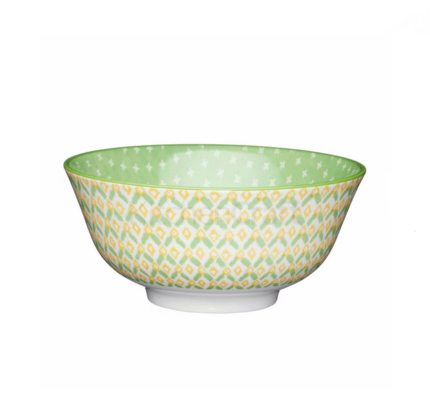 KitchenCraft Green Geometric Ceramic Bowl