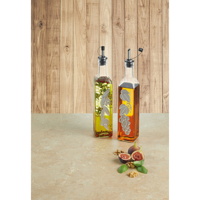 KitchenCraft World of Flavours Italian Set of 2 Glass Oil and Vinegar Bottles