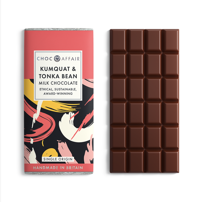 Choc Affair Kumquat & Tonka Bean Infused Milk Chocolate Bar