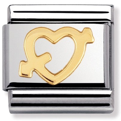 Nomination Classic Gold Love Heart With Arrow Charm No