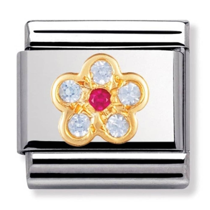 Nomination Classic Nature Light Blue and Red Flower Charm