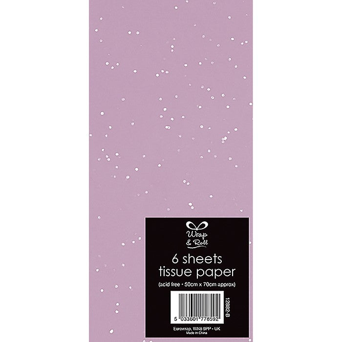 Glitter Tissue Paper Lilac - 6 Sheets