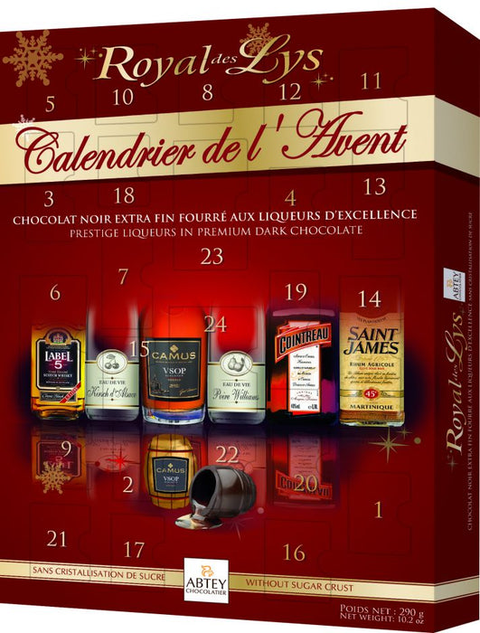 Royal Des Lys Prestige Dark Chocolate Liqueurs 24 Day Advent Calendar