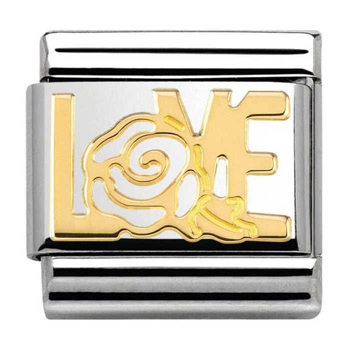 Nomination Classic Gold Engraved Signs Love with Rose Charm