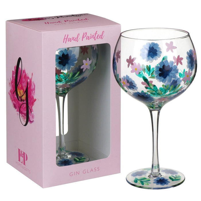 Hand Painted Cornflower Gin Glass