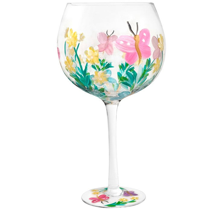 Hand Painted Butterfly Gin Glass