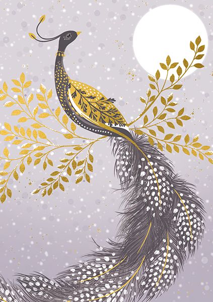 Art File Peacock & Moon Christmas Card
