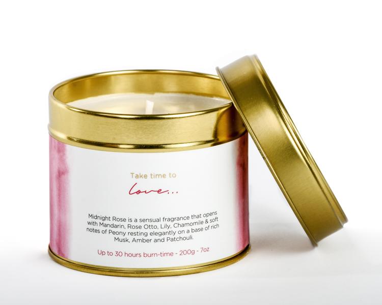 Shifa Aromas Luxury Tin Candle Midnight Rose