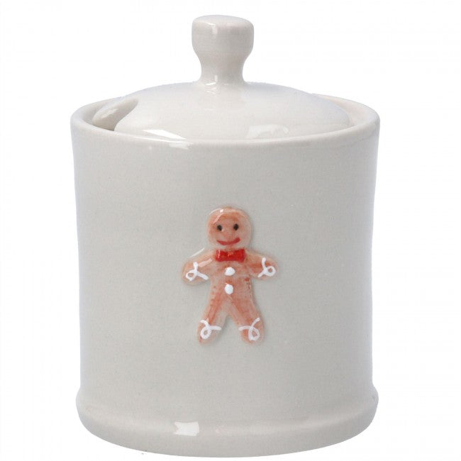 Gisela Graham Mini Ceramic Honey Pot with Gingerbread Man