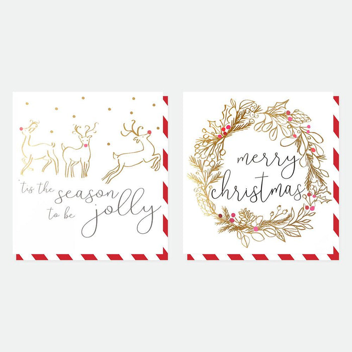 Caroline Gardner Charity Christmas Cards (Mixed Pack of 8) - Deer & Wreath