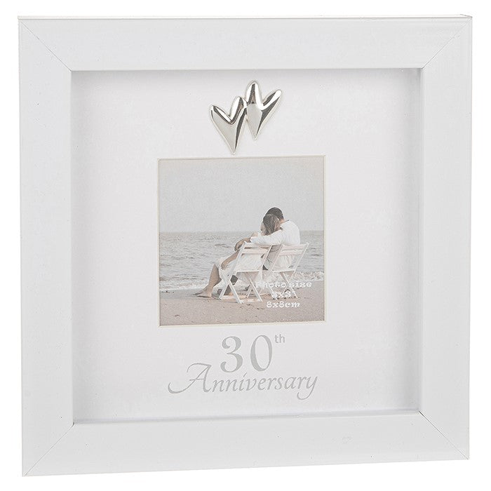 Modern White 30th Anniversary Photo Frame 3x3