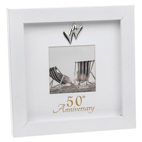 Modern White 50th Anniversary Photo Frame 3x3