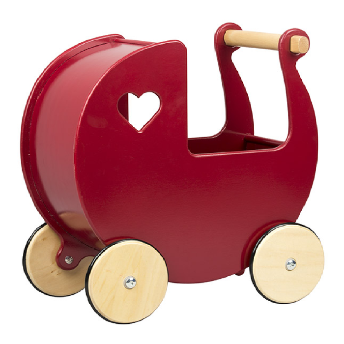 Hippychick Moover Wooden Dolls Pram in Solid Red