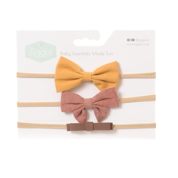 Mustard and Brown Hairbow Set