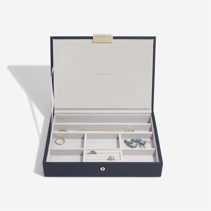 Stackers Navy Pebble Classic Jewellery Box Lid