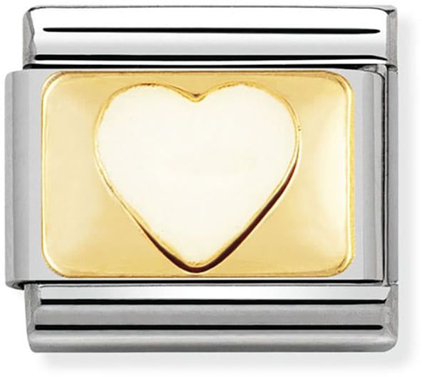 Nomination Classic Gold Plates White Heart Charm