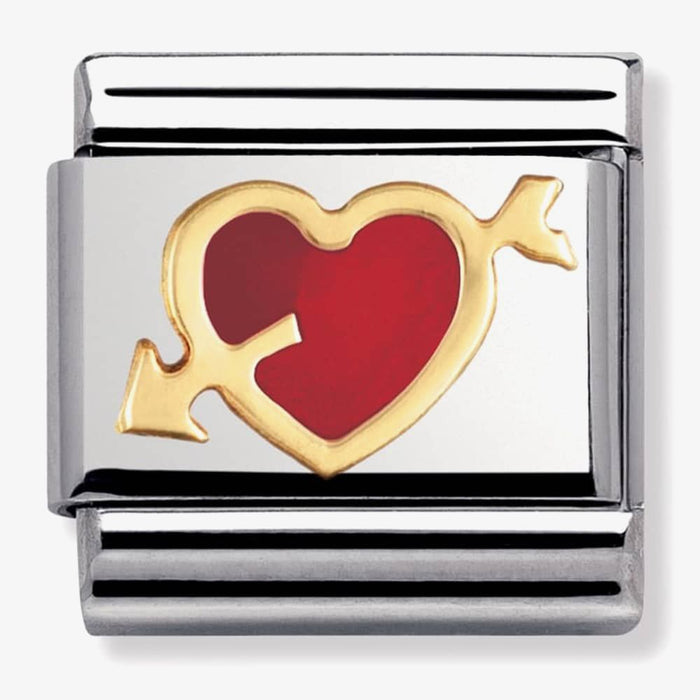 Nomination Classic Gold Love Red Heart With Arrow Charm