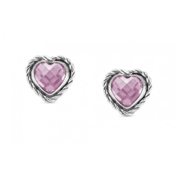 Nomination Silver & Pink CZ Heart Earrings
