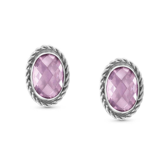 Nomination Silver & Pink CZ Oval Earrings