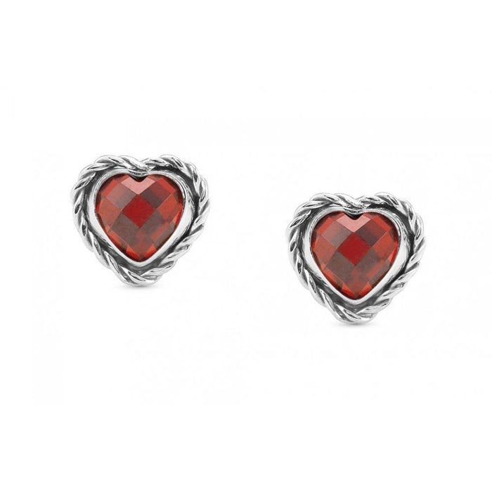 Nomination Silver & Red CZ Heart Earrings