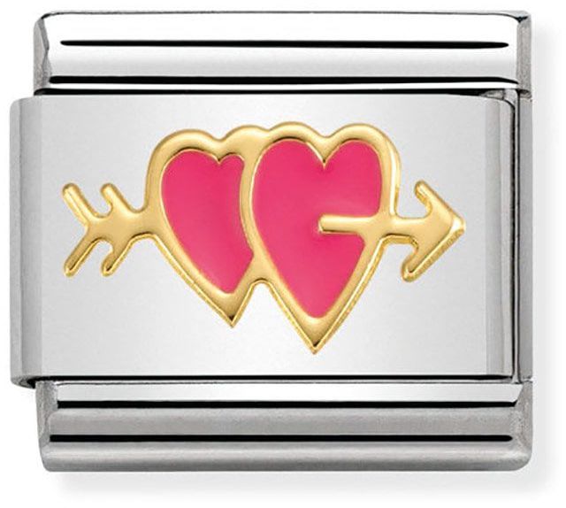 Nomination Classic Gold Love 2 Hearts Pierced Charm