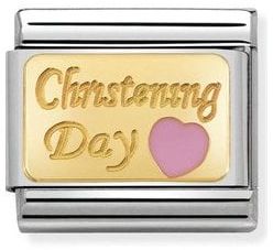 Nomination Classic Gold Plates Pink Christening Day Charm