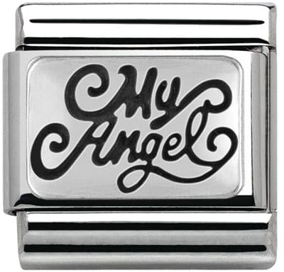 Nomination Classic Silver Oxidised Plates My Angel Charm