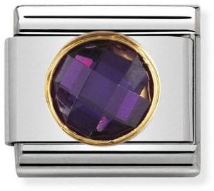 Nomination Classic Gold Classic Round Faceted Purple Cubic Zirconia Charm