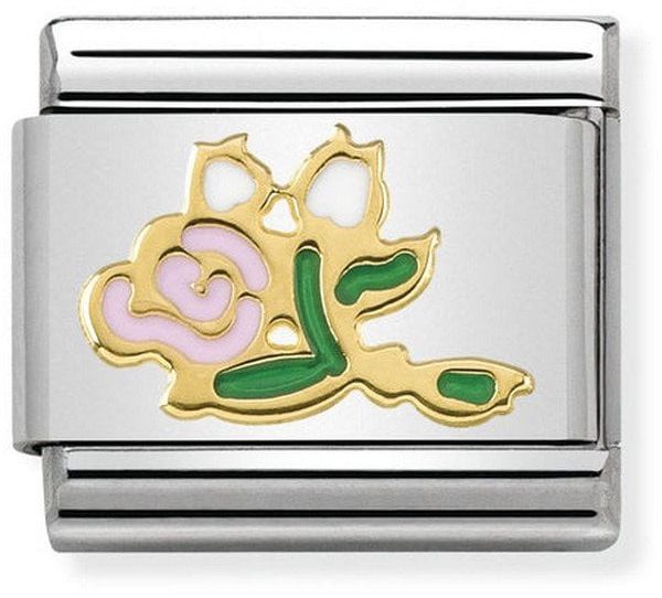 Nomination Classic Gold Symbols Pink Bunch Of Roses Charm