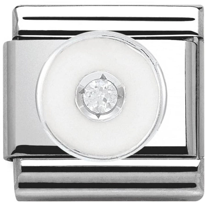 Nomination Classic Silver Cubic Zirconia Symbols White Circle Charm
