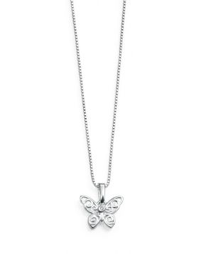 D For Diamond Filigree Butterfly Necklace