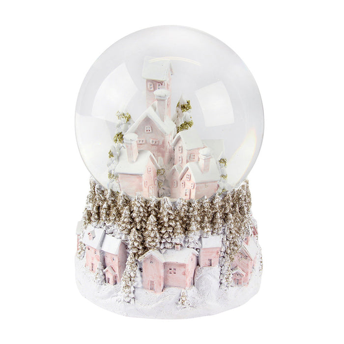 Gisela Graham Pastel Pink Village Snowdome With LED Light