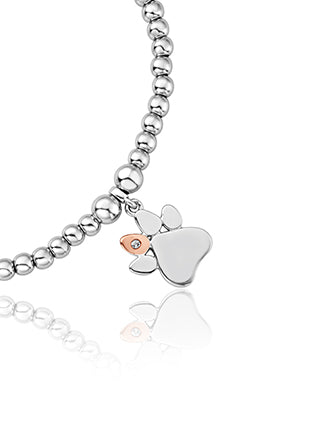 Clogau Paw Print White Topaz Affinity Bead Bracelet