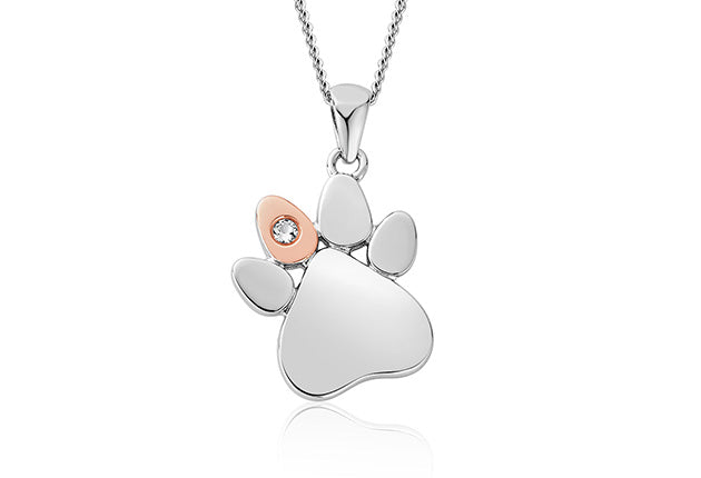 Clogau Paw Print White Topaz Pendant