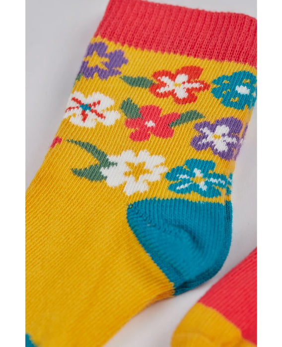 Frugi Little Socks 3 Pack - Pegasus Rainbow Flowers