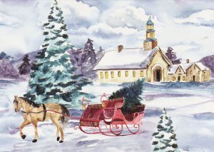 Peter Pauper Boxed Christmas Cards - Dashing Through The Snow