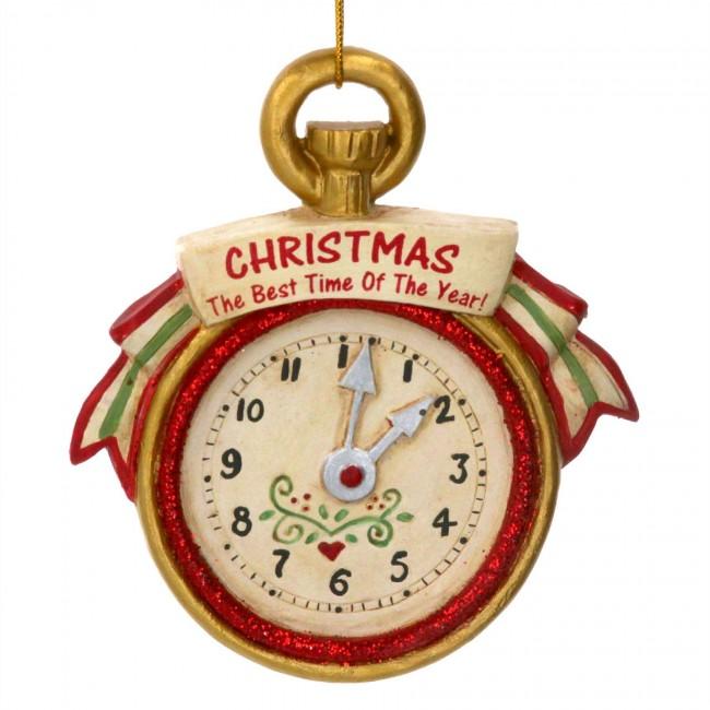 Gisela Graham Resin Christmas Pocket Watch Decoration
